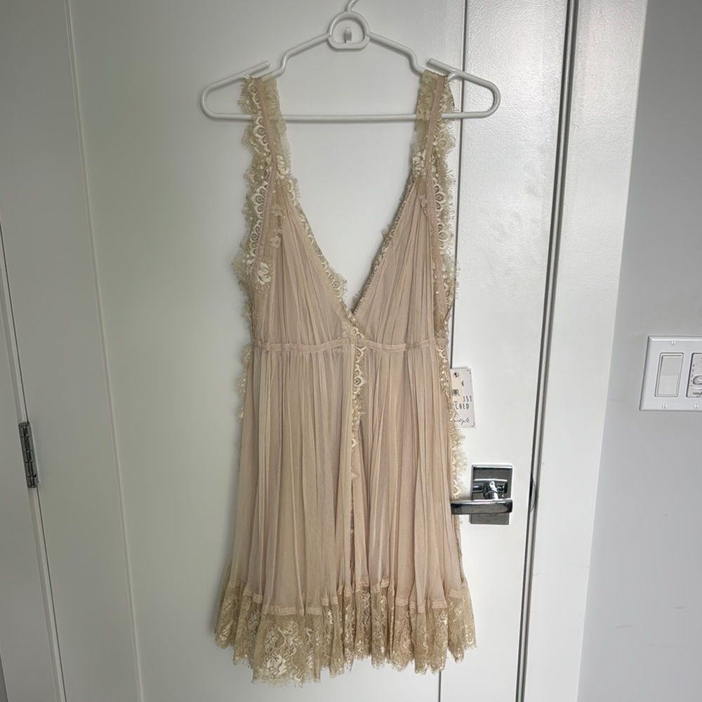 Brenda Knight for Free People Marilyn Beige Lace Dress - S